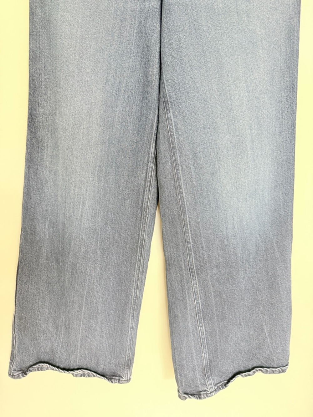 Good American "Soft Tech Good Skate" Indigo Blue Denim High Waist Wide Leg Jean - Picture 6 of 16